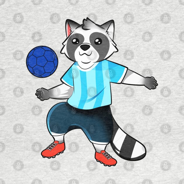 Cartoon raccoon playing soccer by Modern Medieval Design